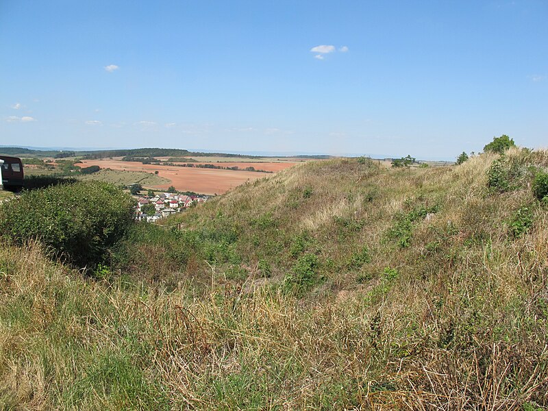 Hradní příkop zaniklého hradu v Kryrech. Autor: Gortyna, licence CC BY-SA 3.0. Zdroj: Wikimedia Commons