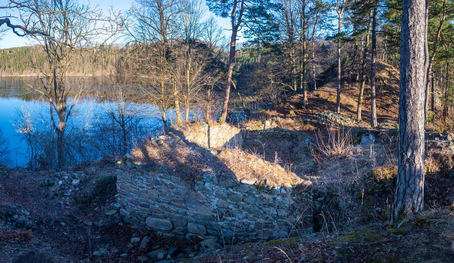 Hrad Velešín, pozůstatky královského hradu nad vodní nádrží Římov. Zdroj: Shutterstock.com/Roman Kybus