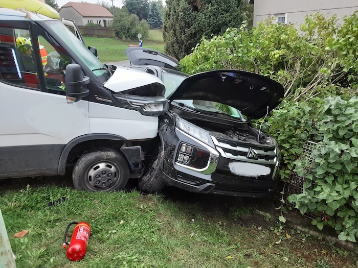 Baláž na nehoda dodávky a osobního auta na Konicku, foto a Sithský záchranný sbor olomouckého kraje